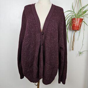 Vintage Country Trader Wool Cardigan Sweater Men's Sz XL Maroon V-Neck‎